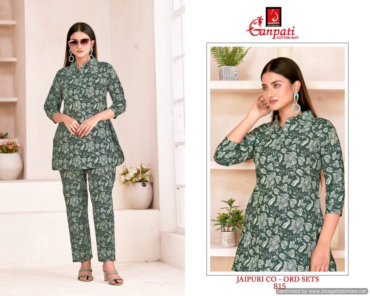 Jaipuri Vol 8 By Ganpati Heavy Pure Cotton Cord Set Top With Bottom Wholesale Shop In Surat